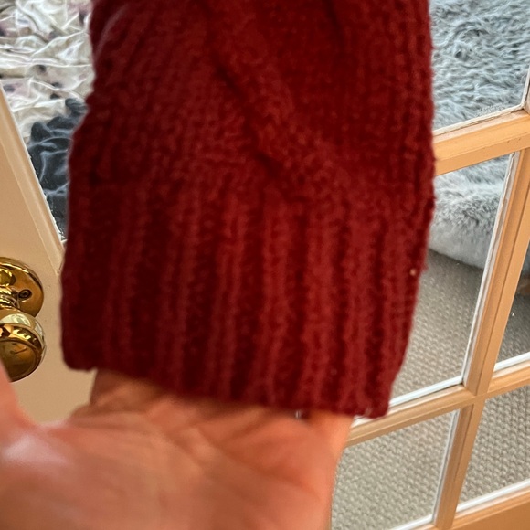 Free People Bonfire Burgundy Cable Knit Cardigan - Picture 3 of 7